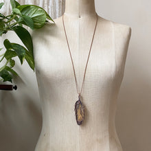 Load image into Gallery viewer, Electroformed Yellow Macaw Feather Necklace #1 - Ready to Ship
