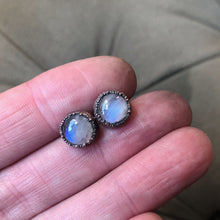 Load image into Gallery viewer, Rainbow Moonstone Stud Earrings #1 - Ready to Ship