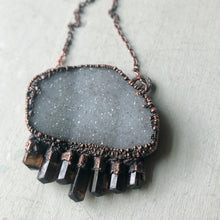 Load image into Gallery viewer, White Druzy and Dravite Statement Necklace - Ready to Ship