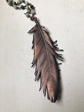 Load image into Gallery viewer, Large Electroformed Feather & Amazonite Necklace - Ready to Ship