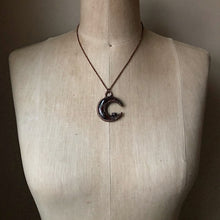 Load image into Gallery viewer, Moss Agate Crescent Moon with Druzy Accentl Necklace #1 - Ready to Ship