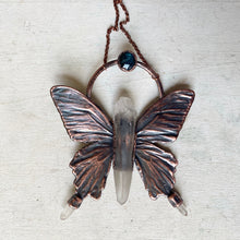 Load image into Gallery viewer, Electroformed Butterfly With Clear Quartz & Blue Kyanite Necklace - Ready to Ship