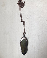 Load image into Gallery viewer, Electroformed Green Macaw Feather Necklace #3 - Ready to Ship