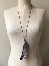 Load image into Gallery viewer, Electroformed Feather and Rainbow Moonstone Necklace #2 - Moksha Collection