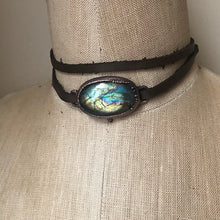 Load image into Gallery viewer, Labradorite and Leather Wrap Bracelet/Choker #1 - Spring Equinox Collection