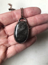 Load image into Gallery viewer, Silver Obsidian Oval Necklace #1 (Ready to Ship) - Darkness Calling Collection