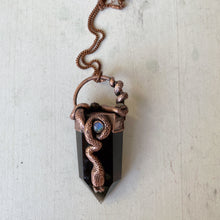 Load image into Gallery viewer, Smoky Quartz, Rainbow Moonstone, Clear Quartz Druzy, Garnet & Sculpted Snake Lilith Necklace - Ready to Ship