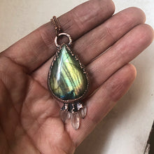 Load image into Gallery viewer, Labradorite Teardrop & Three Crystal Necklace - Ready to Ship