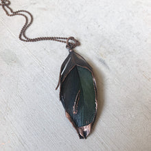 Load image into Gallery viewer, Electroformed Green Macaw Feather Necklace #3- Ready to Ship