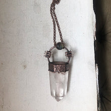 Load image into Gallery viewer, Clear Quartz Polished Point & Labradorite Moon Necklace - Ready to Ship