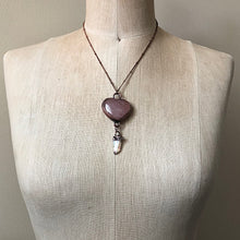 Load image into Gallery viewer, Rose Quartz Heart with Angel Aura Point Necklace - Ready to Ship