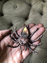Load image into Gallery viewer, Electroformed Spider & Labradorite Necklace #1- Ready to Ship