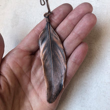 Load image into Gallery viewer, Electroformed Green Macaw Feather Necklace #2- Ready to Ship