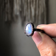 Load image into Gallery viewer, Rainbow Moonstone Ring - Oval #6 (Size 6.5) - Ready to Ship