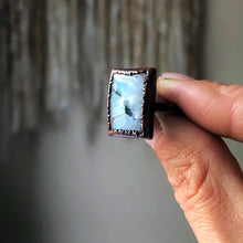 Load image into Gallery viewer, Rainbow Moonstone Ring - Rectangular #2 (Size 7.5-7.75) - Ready to Ship