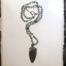 Load image into Gallery viewer, Macaw Feather with Moonstone on Mala Style Necklace - Ready to Ship