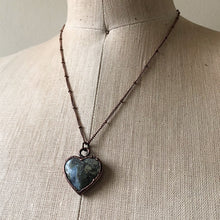 Load image into Gallery viewer, Moss Agate Heart Necklace #2 - Ready to Ship