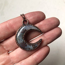 Load image into Gallery viewer, Moss Agate Crescent Moon Necklace #2 - Ready to Ship