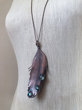 Load image into Gallery viewer, Electroformed Feather and Labradorite Necklace
