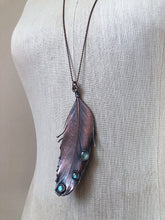 Load image into Gallery viewer, Electroformed Feather and Labradorite Necklace