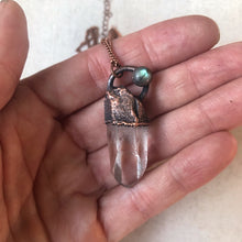Load image into Gallery viewer, Raw Clear Quartz Point with Labradorite Necklace