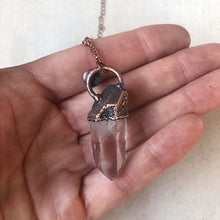Load image into Gallery viewer, Raw Clear Quartz Point with Labradorite Necklace