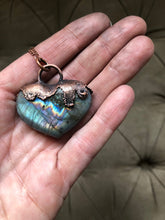Load image into Gallery viewer, Labradorite Dripping Copper Heart Necklace- Ready to Ship