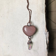 Load image into Gallery viewer, Rose Quartz Heart with Angel Aura Point Necklace - Ready to Ship