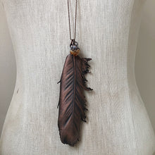 Load image into Gallery viewer, Large Electroformed Feather Necklace with Raw Citrine - Summer Solstice Collection 2019