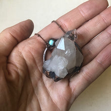 Load image into Gallery viewer, Raw Clear Quartz Cluster with Labradorite Necklace