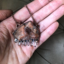 Load image into Gallery viewer, Raw Sunstone & Small Clear Quartz Point Statement Necklace - Summer Solstice Collection 2019