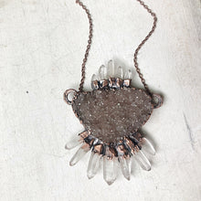 Load image into Gallery viewer, Druzy &amp; Raw Clear Quartz Statement Necklace - Ready to Ship
