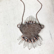 Load image into Gallery viewer, Druzy & Raw Clear Quartz Statement Necklace - Ready to Ship