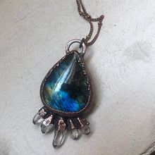 Load image into Gallery viewer, Blue Labradorite Teardrop & Five Crystal Necklace - Ready to Ship