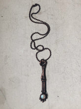 Load image into Gallery viewer, Electroformed Skeleton Arm & Rainbow Moonstone Necklace #1- Ready to Ship