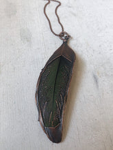 Load image into Gallery viewer, Electroformed Green Macaw Feather Necklace #2- Ready to Ship