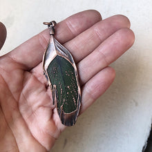 Load image into Gallery viewer, Electroformed Green Macaw Feather Necklace #4- Ready to Ship