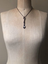 Load image into Gallery viewer, Electroformed Skeleton Arm & Rainbow Moonstone Necklace #2- Ready to Ship