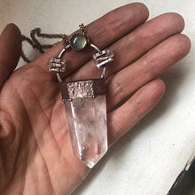 Load image into Gallery viewer, Clear Quartz Polished Point & Labradorite Moon Necklace - Ready to Ship