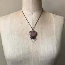 Load image into Gallery viewer, Rose Quartz Heart with Five Raw Clear Quartz Points Neckalce - Ready to Ship
