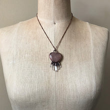 Load image into Gallery viewer, Rose Quartz Heart with Five Raw Clear Quartz Points Neckalce - Ready to Ship