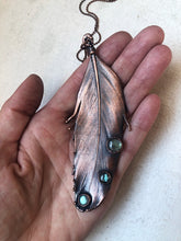 Load image into Gallery viewer, Electroformed Feather and Labradorite Necklace
