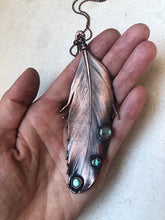 Load image into Gallery viewer, Electroformed Feather and Labradorite Necklace