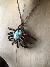 Load image into Gallery viewer, Electroformed Spider & Labradorite Necklace #2- Ready to Ship