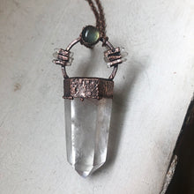 Load image into Gallery viewer, Clear Quartz Polished Point & Labradorite Moon Necklace - Ready to Ship