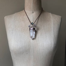 Load image into Gallery viewer, Clear Quartz Polished Point &amp; Labradorite Moon Necklace - Ready to Ship
