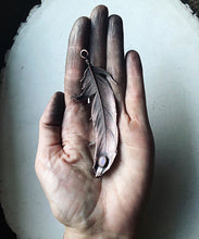 Load image into Gallery viewer, Electroformed Feather and Rainbow Moonstone Necklace - Made to Order