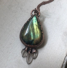 Load image into Gallery viewer, Labradorite Teardrop &amp; Three Crystal Necklace - Ready to Ship
