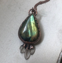 Load image into Gallery viewer, Labradorite Teardrop & Three Crystal Necklace - Ready to Ship