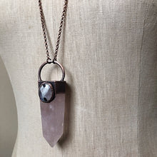 Load image into Gallery viewer, Large Rose Quartz Point & Rainbow Moonstone Necklace - Ready to Ship